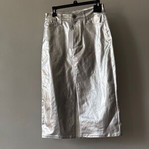Everly Silver Metallic Skirt